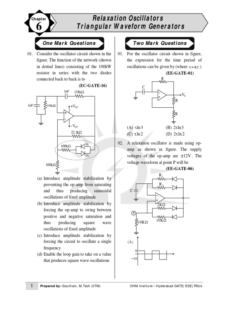 Relaxation Oscillators Triangular Waveform Generators Two Mark