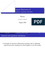Physical Electronics A: Introduction To Quantum Mechanics