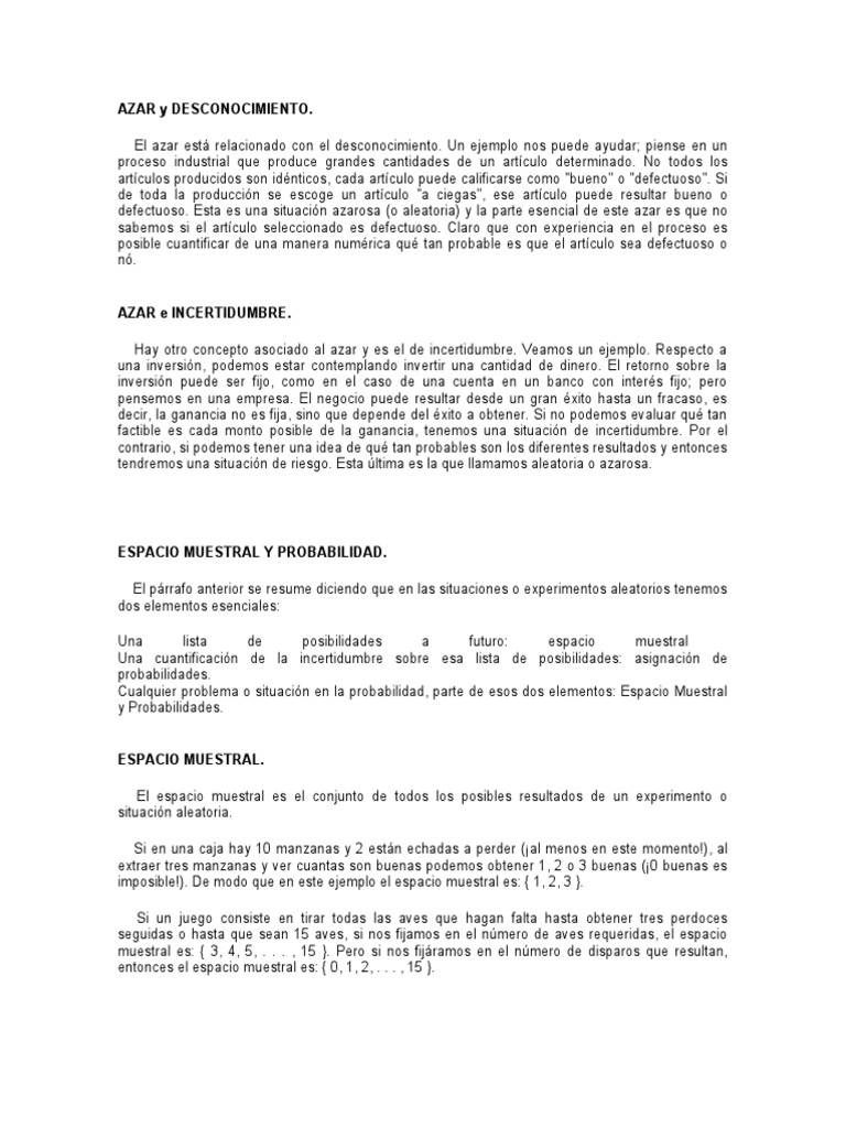 Azar e Incertidumbre en Situaciones Aleatorias | PDF | Aleatoriedad