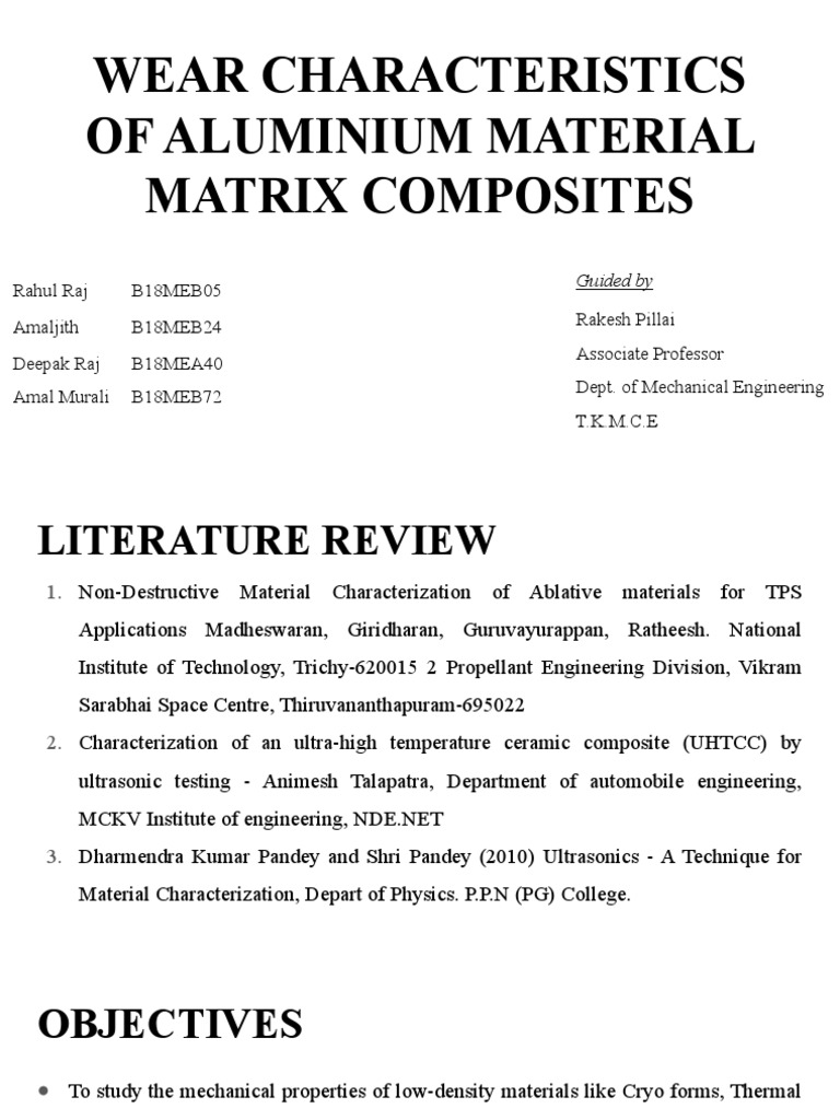 Wear Characteristics of Aluminium Material Matrix Composites | PDF ...