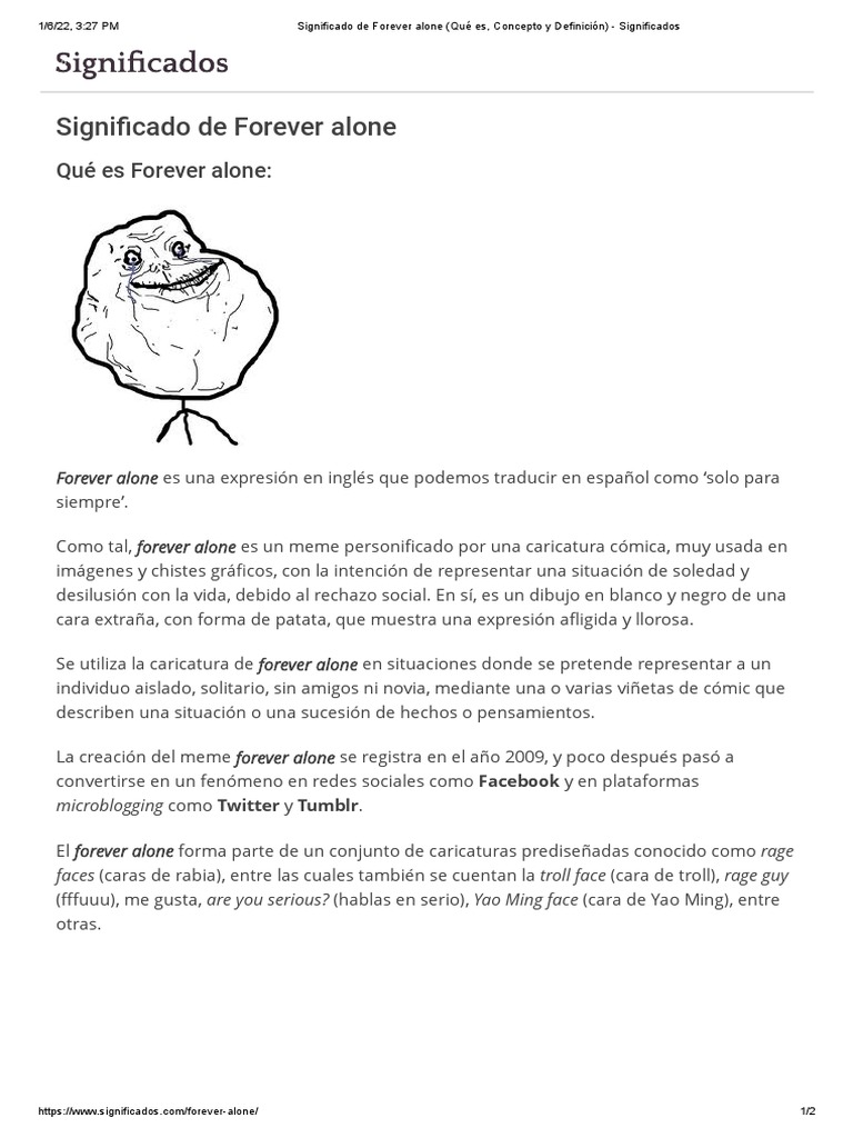 Significado de Forever Alone (Qué Es, Concepto y Definición ...