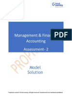 Management & Financial Accounting Assessment-2: Model Solution