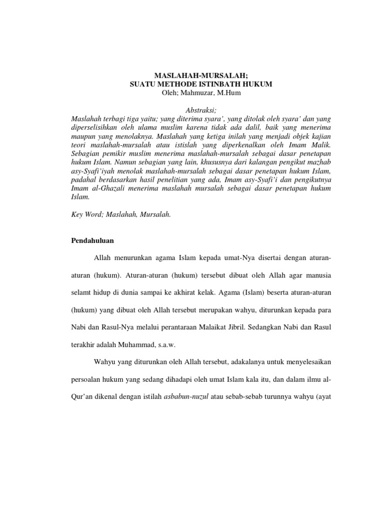 Maslahah Mursalah Pdf