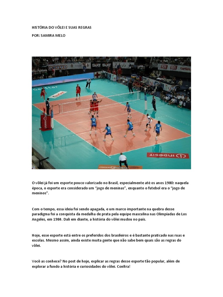 Trabalho Vôlei | PDF | Voleibol | Esportes