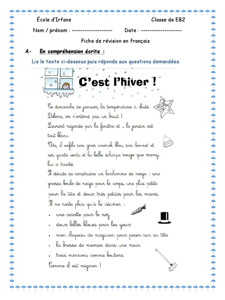 Fiche de révision français EB2 | PDF