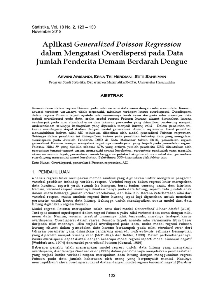Aplikasi Regresi Poisson Umum pada DBD | PDF