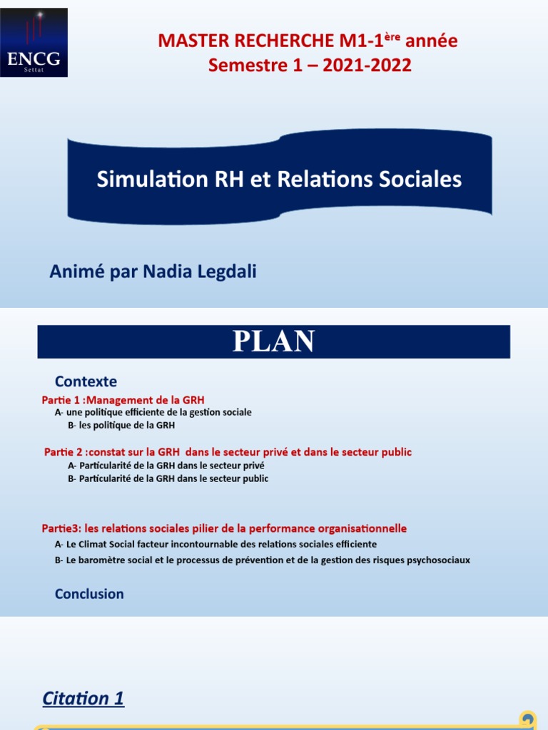 Simulation RH Et Relations Sociales | PDF | Gestion des ressources ...