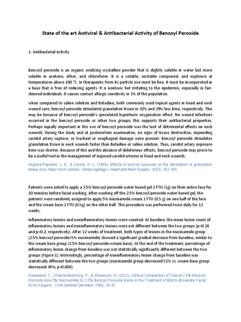 Benzoyl Peroxide Antiviral & Antibacterial PDF Wound Health Sciences