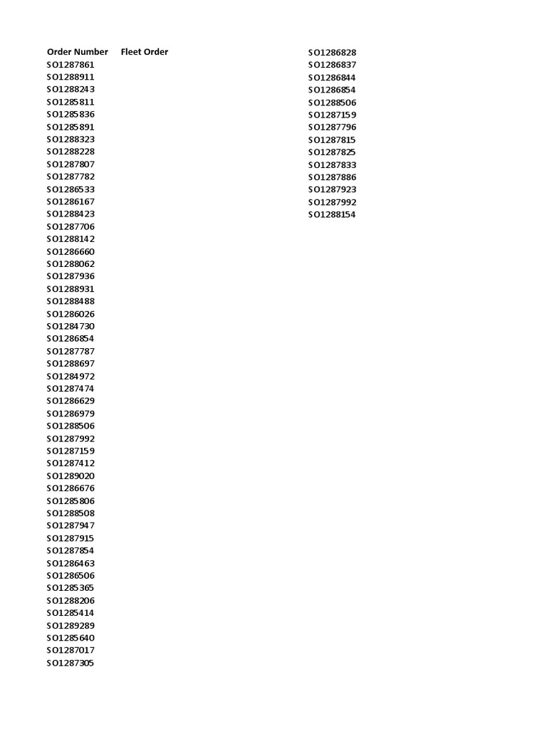 Order Number Fleet Order PDF