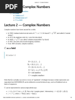 Lecture 2 - Complex Numbers