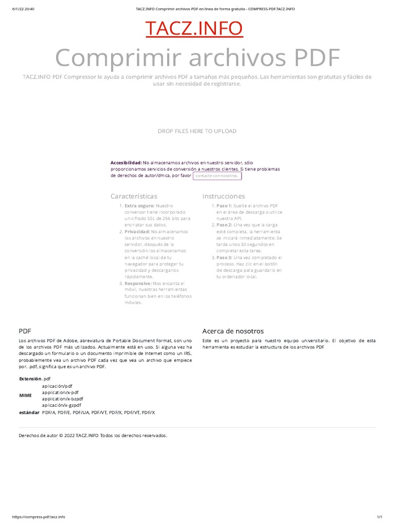 TACZ INFO Comprimir Archivos PDF en Línea de Forma Gratuita