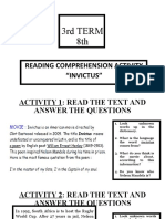 3rd TERM 8th: Reading Comprehension Activity "Invictus"