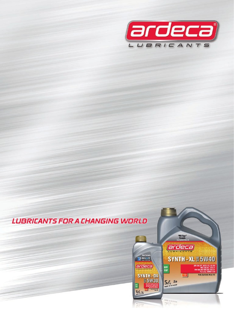 Ardeca Lubricants: Qualité et Fiabilité | PDF | Huile de moteur ...