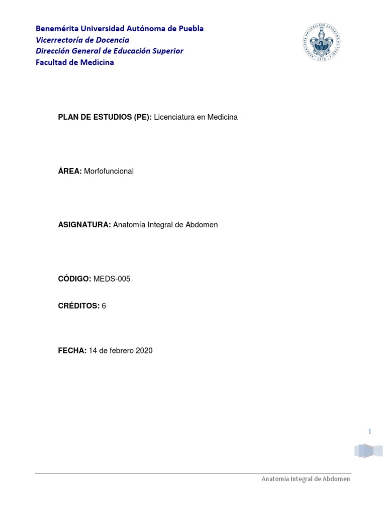 Programa Anat. I. Abdomen Actualizado 1 (Zago) | PDF | Abdomen | Pelvis