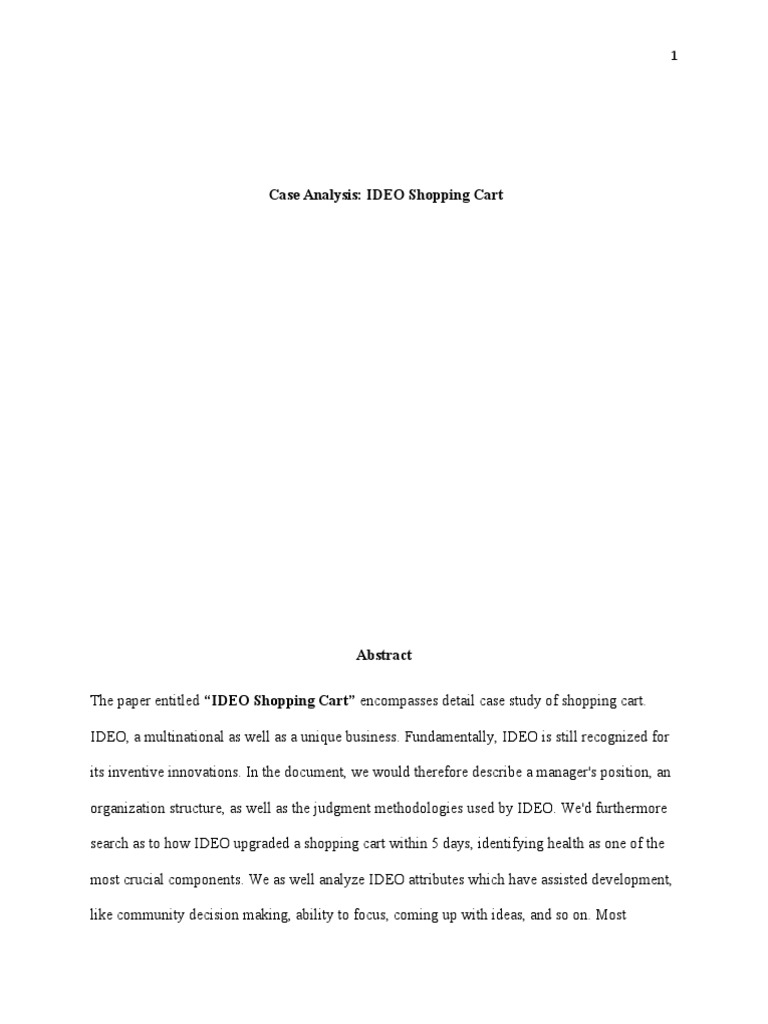 Case Analysis IDEO Shopping Cart PDF Creativity Brainstorming