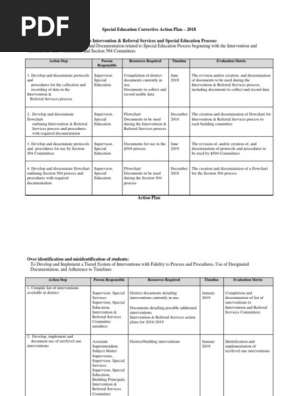 Special Education Study and Corrective Action Plan