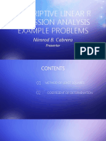 Descriptive Linear R Egression Analysis Example Problems: Nimrod B. Cabrera