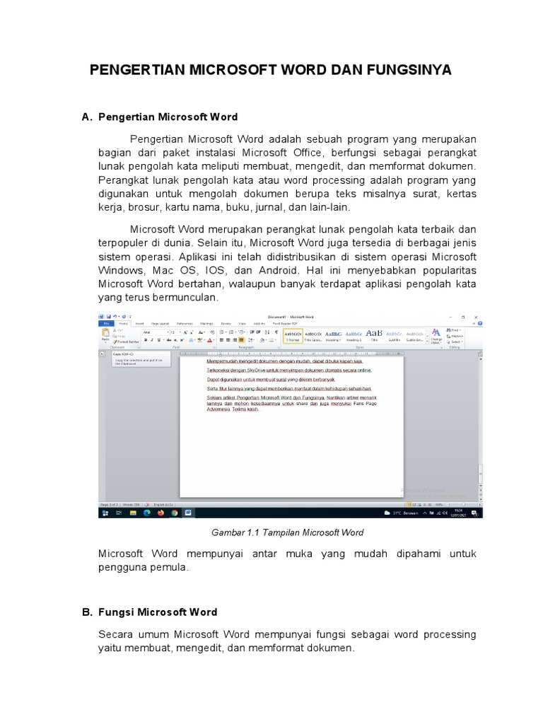 Pengertian dan Fungsi Microsoft Word | PDF