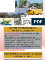 Topic 6:: Capital Allowances & Charges On Plant & Machineries