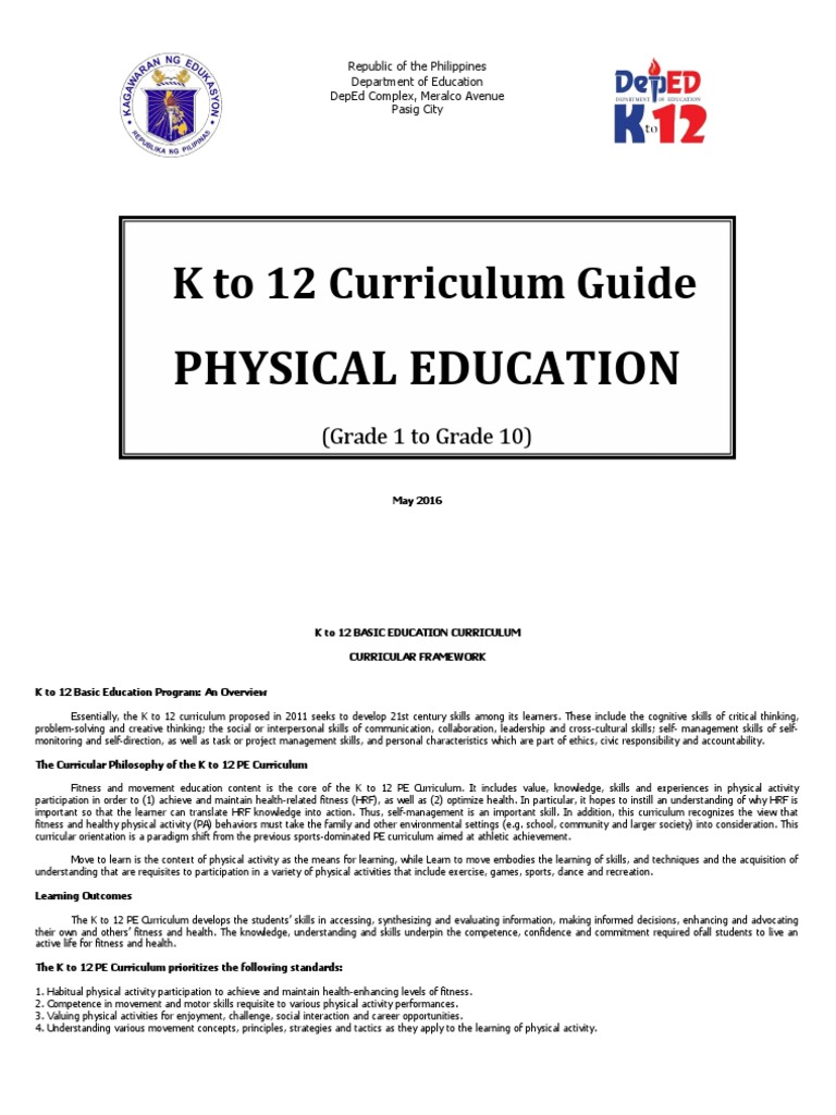 Grade 12 Physical Education Curriculum Guide | PDF | Curriculum ...
