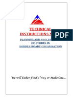 Technical Instructions No 23: Planning and Procurement of Stores in Border Roads Organisation