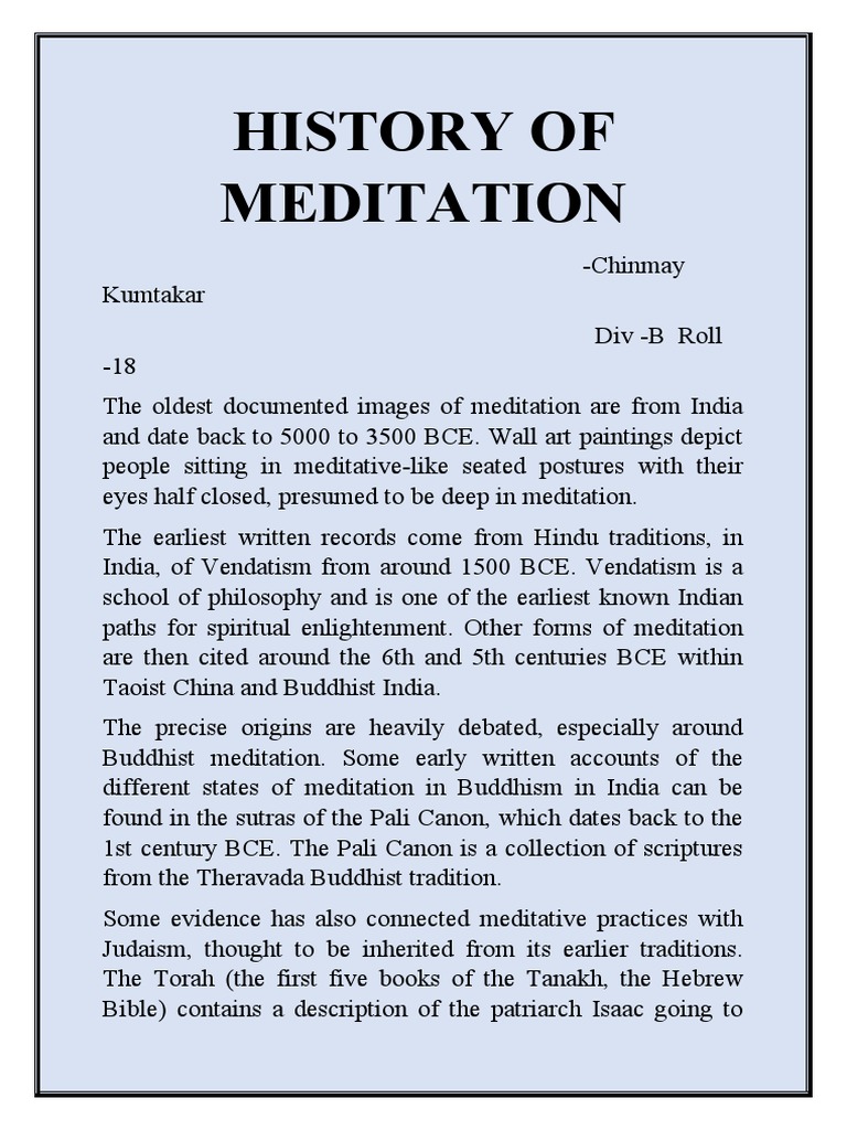 historical origins of meditation