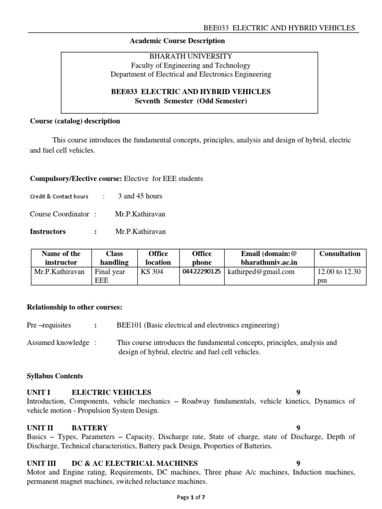 5.bee033 Electric and Hybrid Vehicles PDF Engineering Hybrid Vehicle