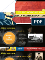 Life and Works of Rizal: Rizal'S Higher Education