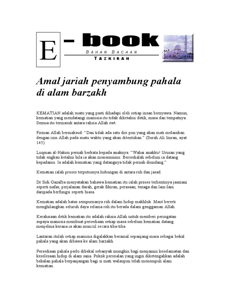Amal Jariah Penyambung Pahala Di Alam Barzakh Pdf