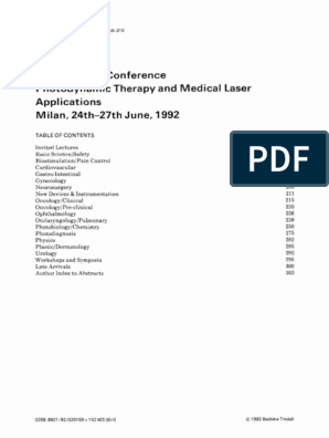 International Conference Photodynamic Therapy and Medical Laser  Applications Milan, 24th-27th June, 1 992 | PDF | Medicine | Medical  Specialties