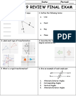 Geometry 9 Review Final Exam