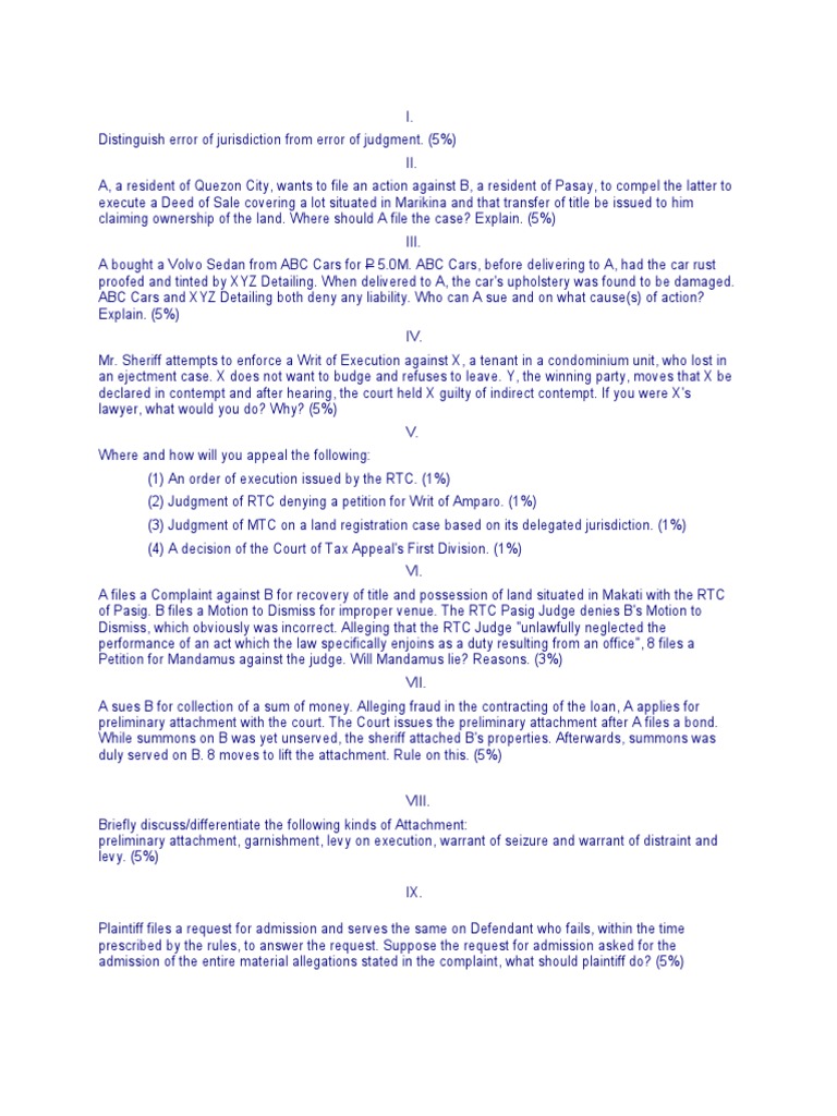 2012, 2013 Bar Rem PDF Pleading Judgment (Law)