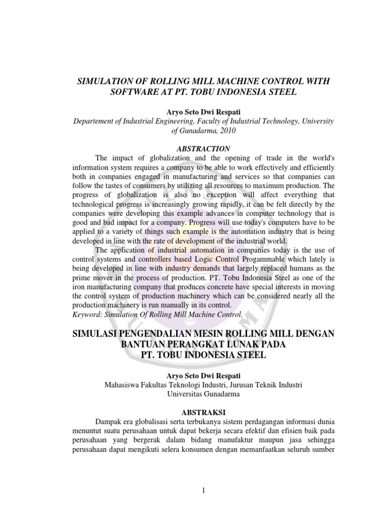 Rolling Mill Control Simulation at Tobu Steel | PDF | Analogue ...
