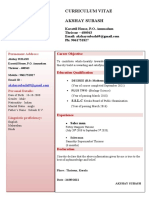 Curriculum Vitae Akshay Subash: Permenent Address