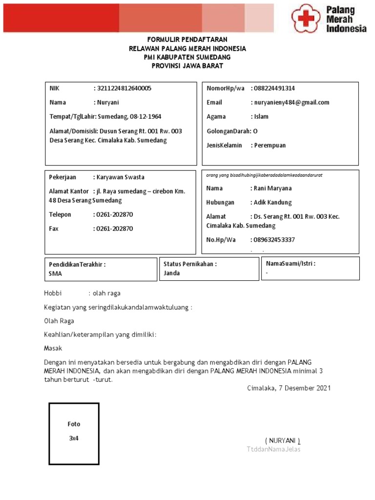 Formulir Pendaftaran Pmi-Dikonversi | PDF