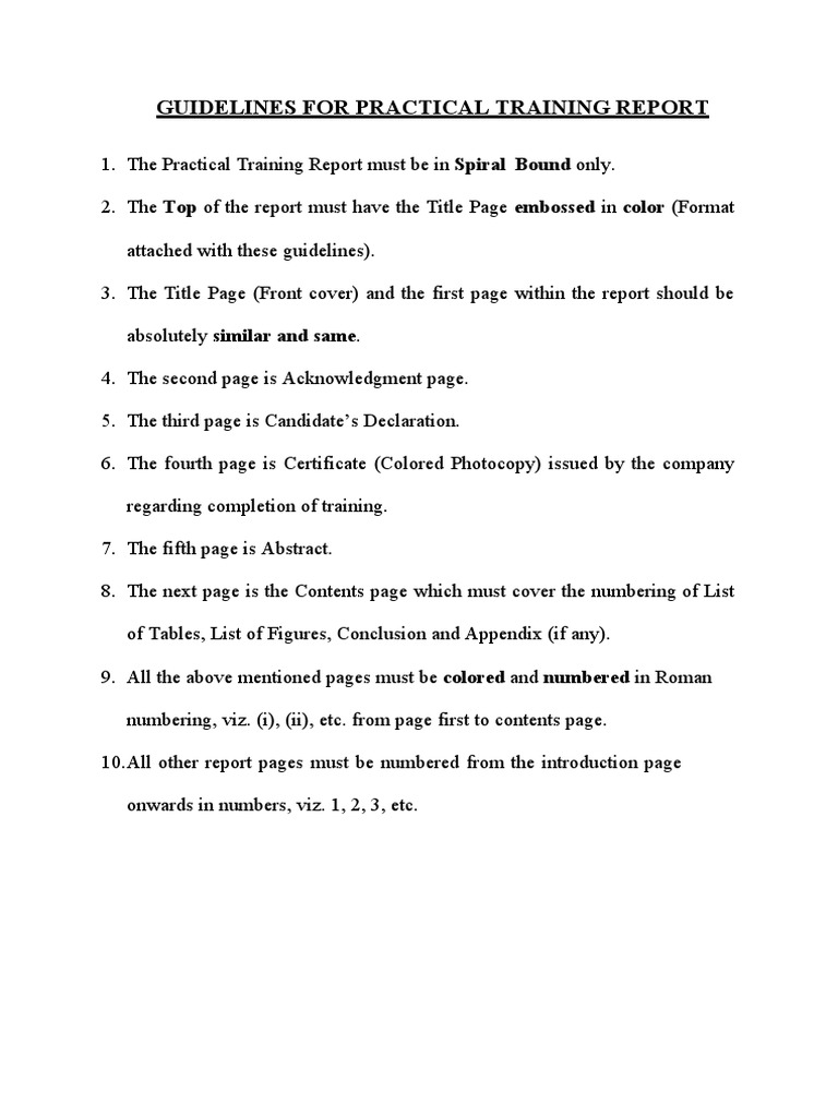 Practical Training Report Format | PDF | Page Layout | Computing