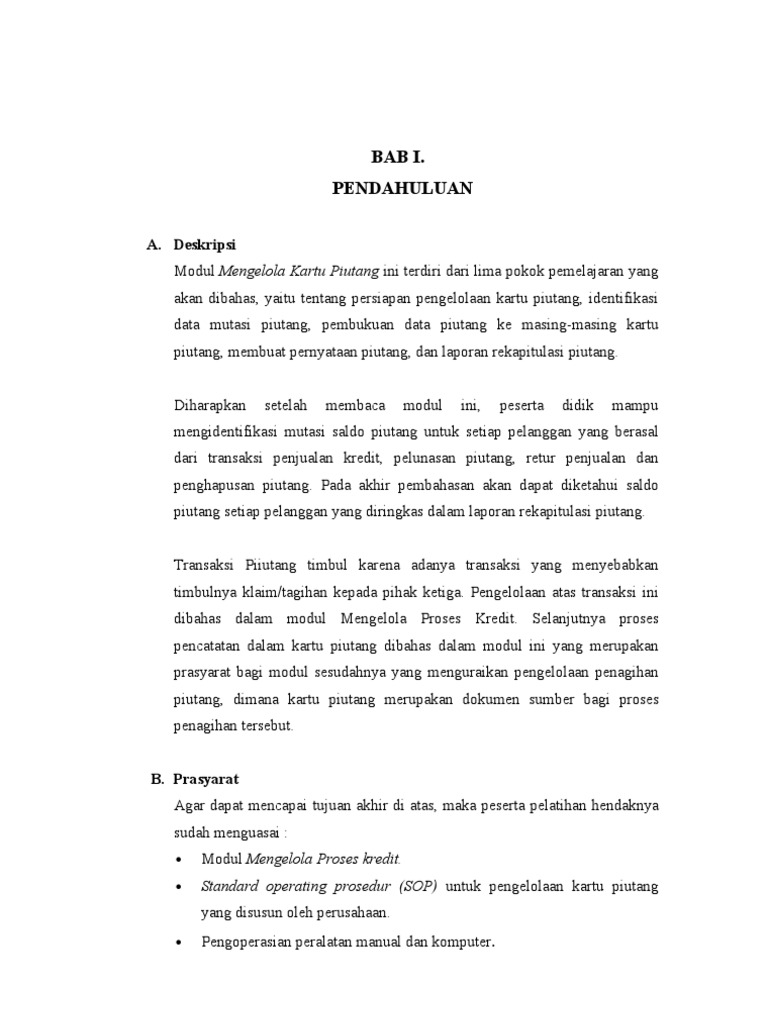 Modul Mengelola Kartu Piutang