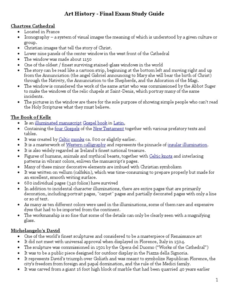 Art History Final Exam Study Guide | PDF | Art Media | Paintings