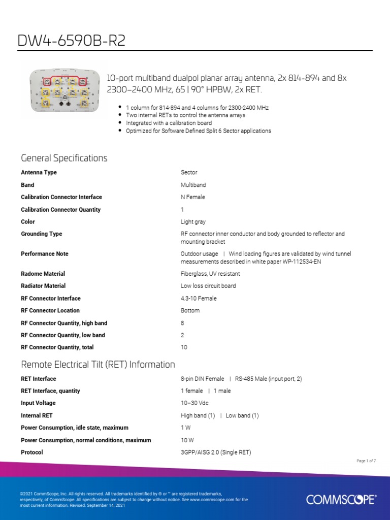 Commscope DW4-6590B-R2 Product Specifications | PDF | Antenna (Radio ...