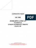 Constitution of The ZImbabwe African National Patriotic Front ZANU PF