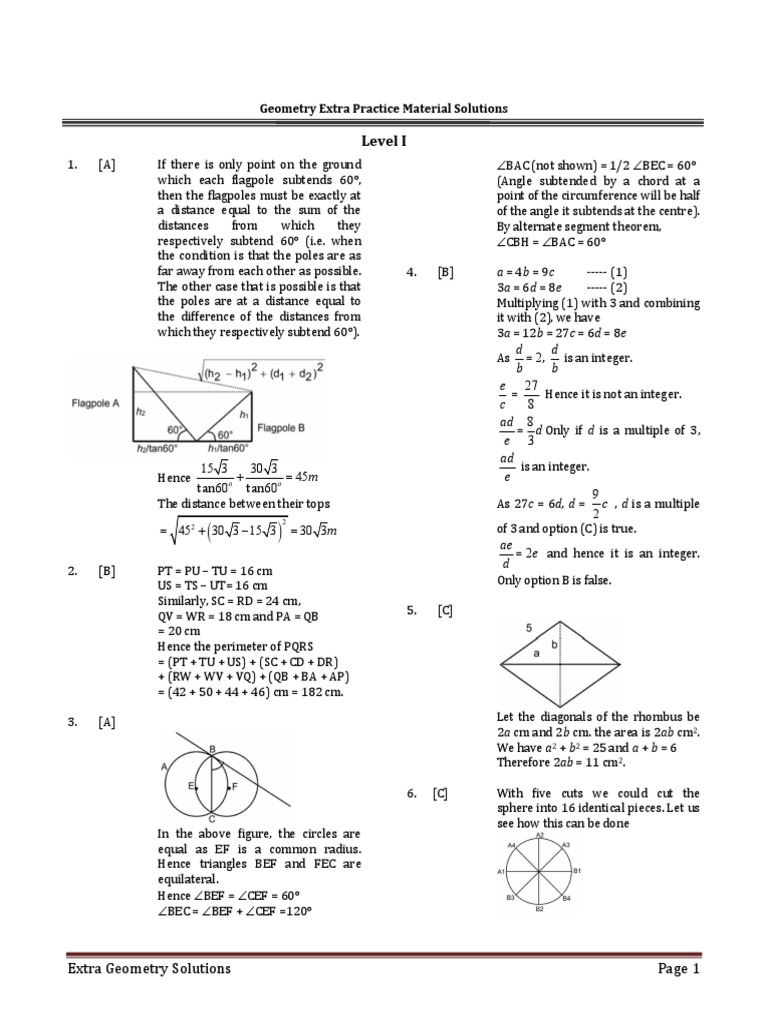 Geometry Extra Material Solution | PDF
