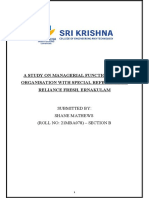 A Study On Managerial Functions in An Organisation With Special Reference To Reliance Fresh, Ernakulam