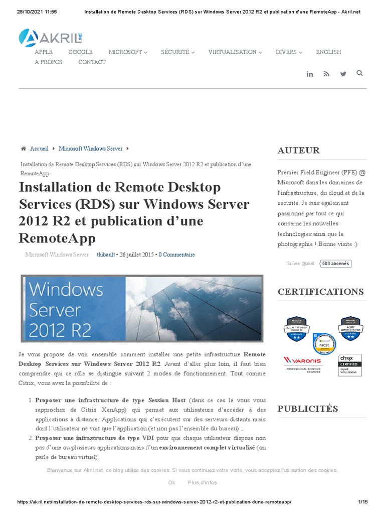 Installation de Remote Desktop Services (RDS) Sur Windows Server 2012 ...