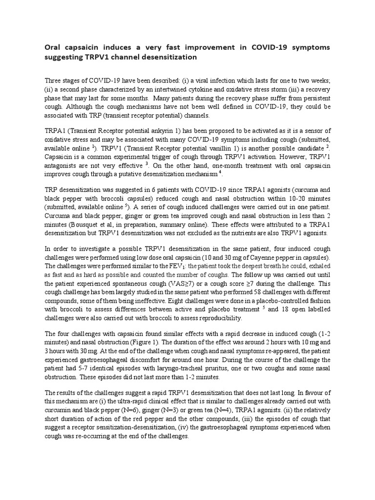 00 Oral Capsaicin in COVID19 PDF Cough Diseases And Disorders