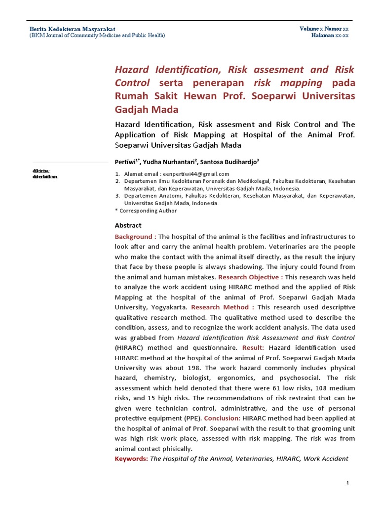 Risk Assessment in Animal Hospital | PDF | Risk | Science