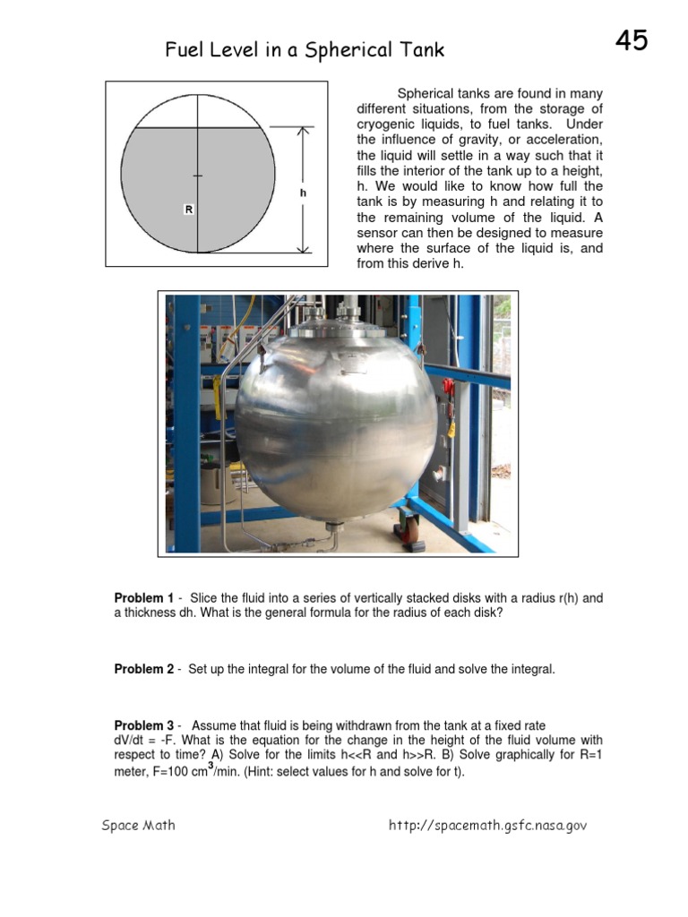 Spherical Tank Volume Calculation PDF Volume Sphere