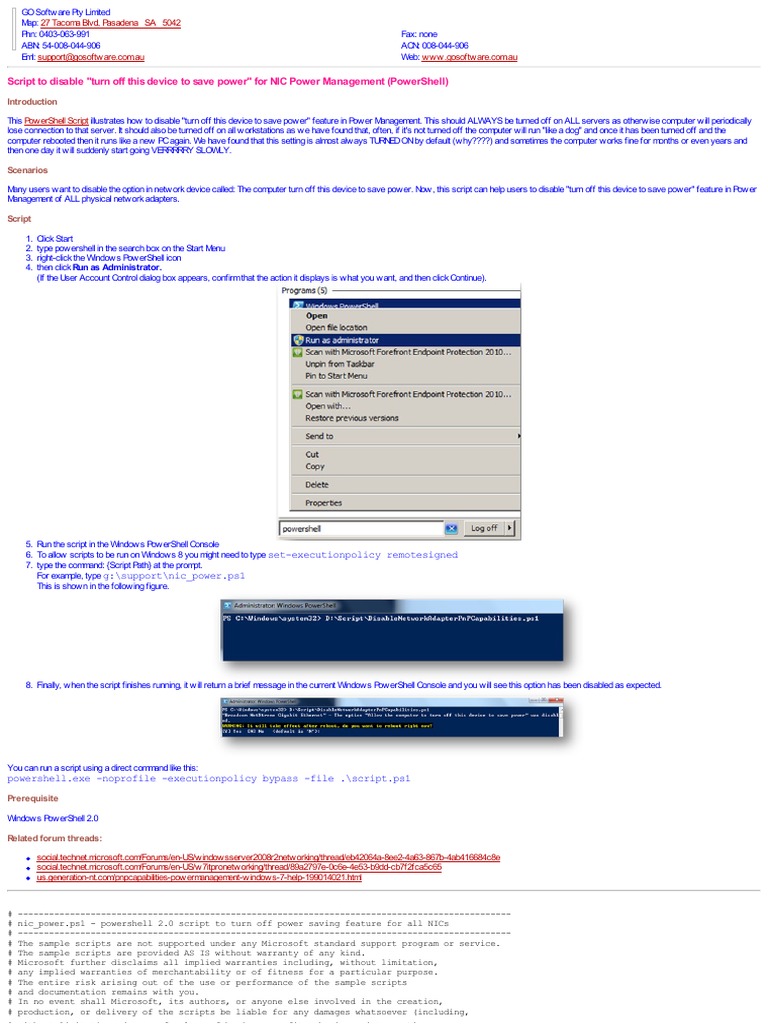 Script To Disable Turn Off This Device To Save | PDF | Command Line ...
