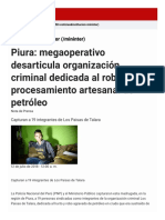 Piura - Megaoperativo Desarticula Organización Criminal Dedicada Al Robo y Procesamiento Artesanal de Petróleo - Gobierno Del Perú