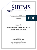 Subject: Organisational Behaviour - Group Dynamics: Harvard Business Review: How Do You Manage On Off Site Team?