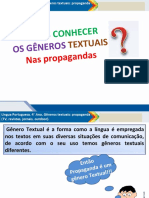 Gêneros Textuais Propaganda (TV, Revistas, Jornais, Outdoor), Conto, Crônica